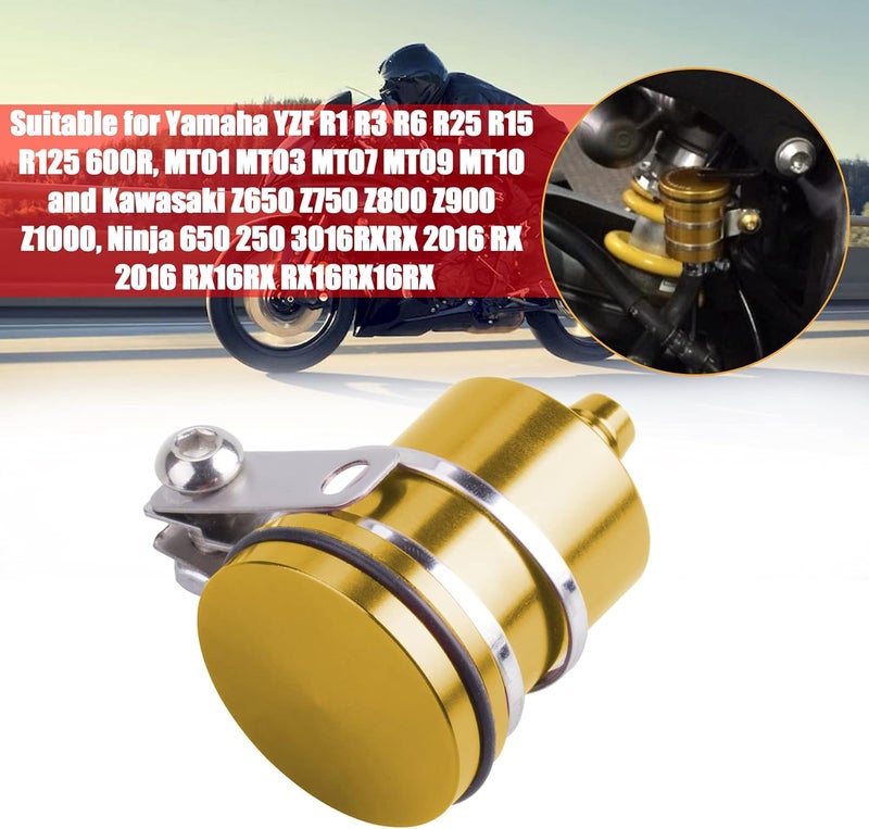 MRELC Universal Motorcycle Aluminum Brake Fluid Reservoir Oil Cup Fit For Yamaha Kawasaki Honda Suzuki BMW and more (Gold) - Image 5